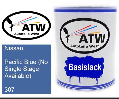Nissan, Pacific Blue (No Single Stage Available), 307: 1L Lackdose, von ATW Autoteile West.